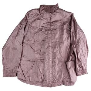 Tudor Court Coat Womens Large Pink Mauve Rain Jacket Pockets Buttons Windbreaker